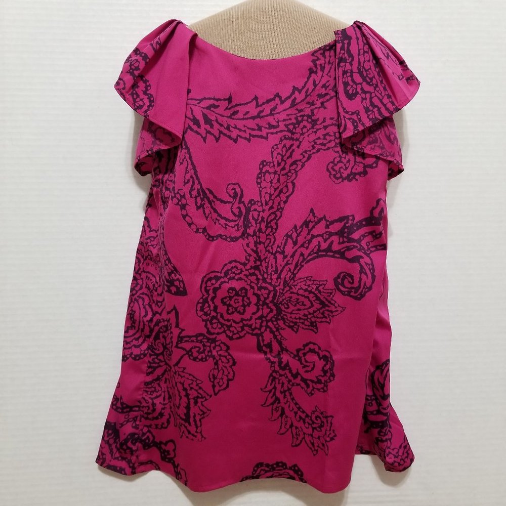 GAP Kids top Large kaleidoscope mandala floral print keyhole ruffle sleeve